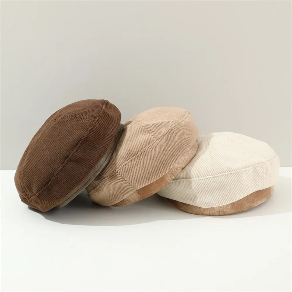 Retro Korean Baby Beret Corduroy Sweet Beanies Cap Spring Autumn Casual Painter Hats Toddler