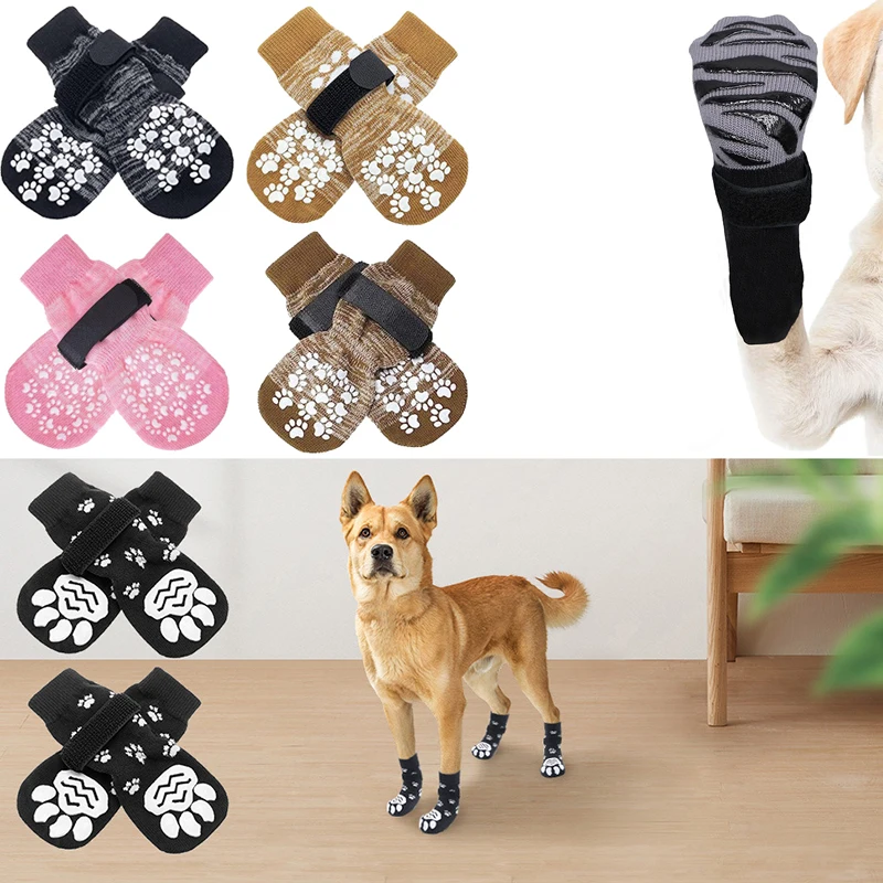 Lot De 4 Paires De Chaussettes Antidérapantes Pour Chien - Protection Pattes Et Sols