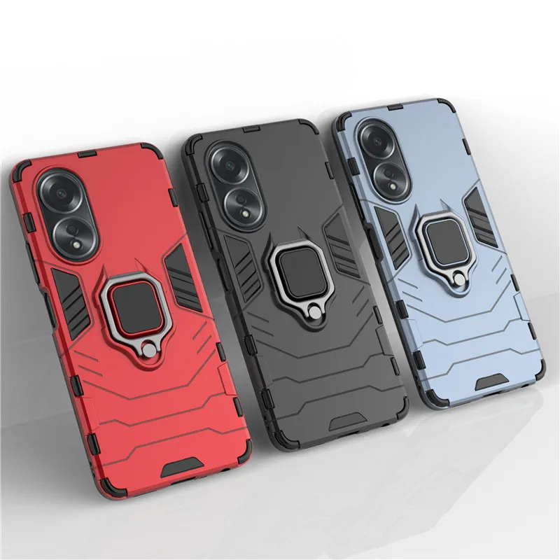 

For OPPO A58 4G Case For OPPO A58 Cover 6.72 inch Armor Ring Holder Shockproof Protective Bumper For OPPO A58 4G Fundas