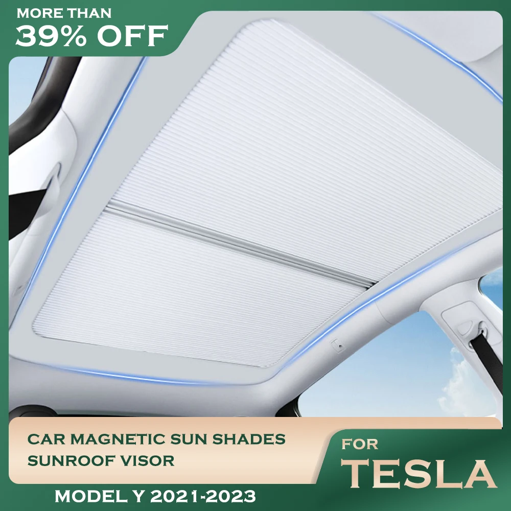 

For Tesla Model Y 2021-2023 New Car Magnetic Sun Shades Glass Roof Sunshade Front Rear Sunroof Skylight Interior