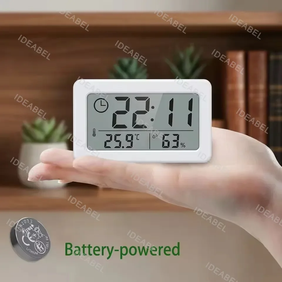 Battery-Powered Digital Clock with Temperature and Humidity Display