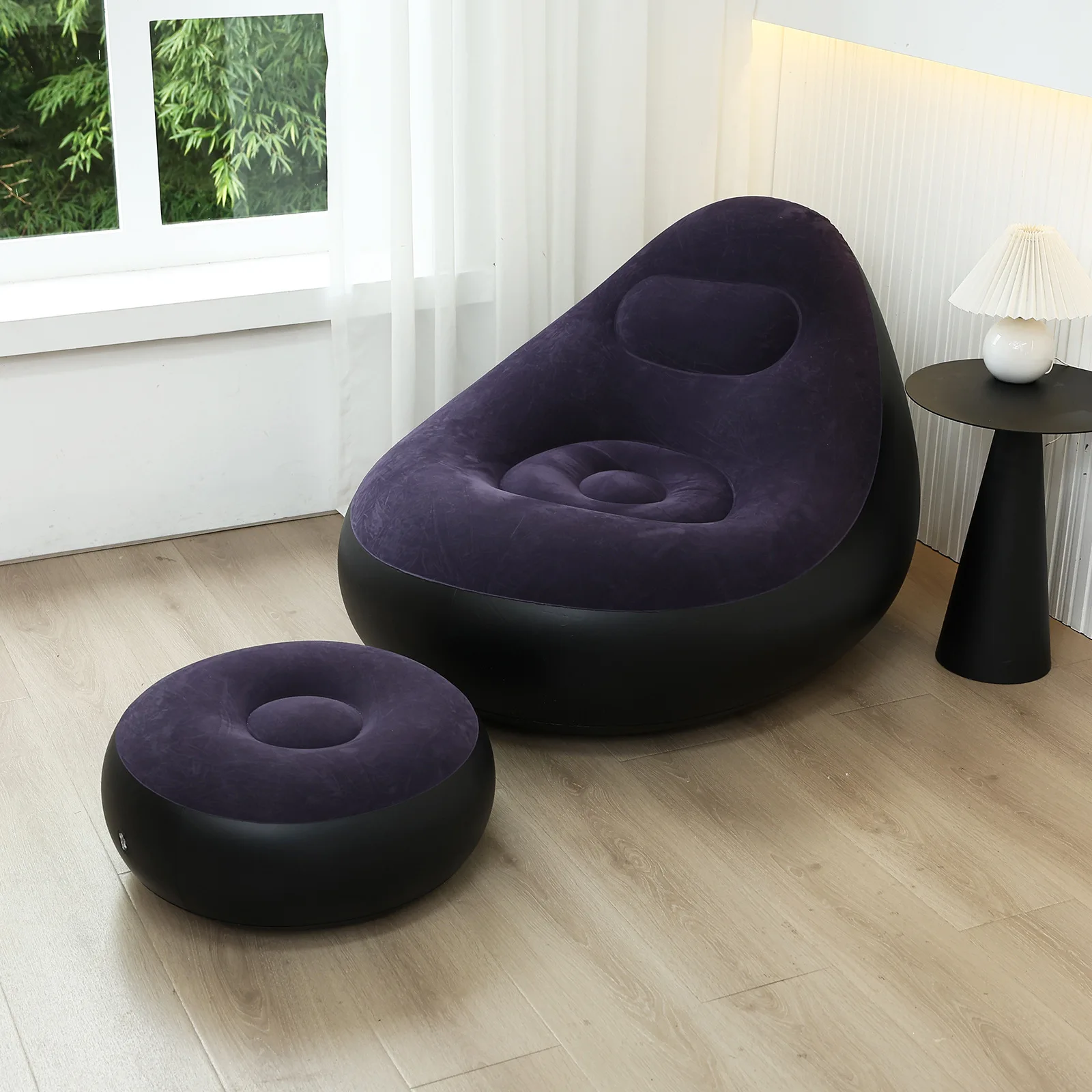 New Inflatable Sofa Foldable Leisure Sofa Set Single Backrest Lounge Chair Outdoor Fluffy Chair Tatami Footstool Bedroom Chairs