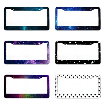 Starry Sky Aluminum Alloy Car License Plate Cover – Waterproof American Standard Frame 1
