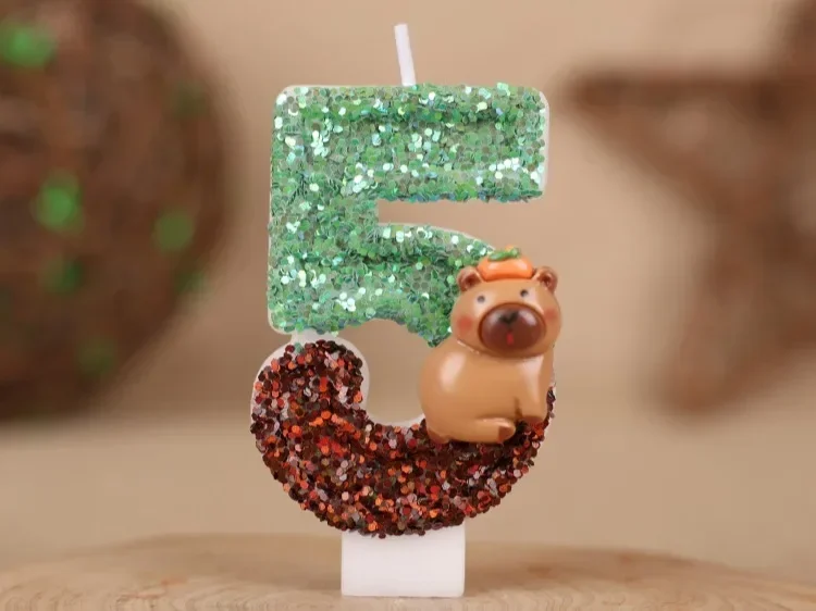Kapibala süße Mode kreative Zahl 0-9 Geburtstagstorte Capybara Kerze Geschenke Dekoration handgemachte Geburtstag Jungen Happy Party – Detail 12