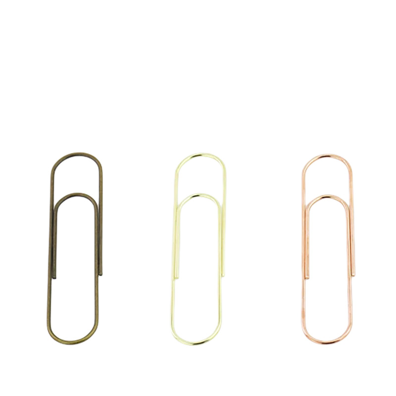 Gold and Rose Gold Color Paper Clips Metal Journaling Paper Clamps Office Paperclips with Clear Plastic Box for Paper Document Note Sorting and Organizing Cross 100 Pieces Paper Clips 