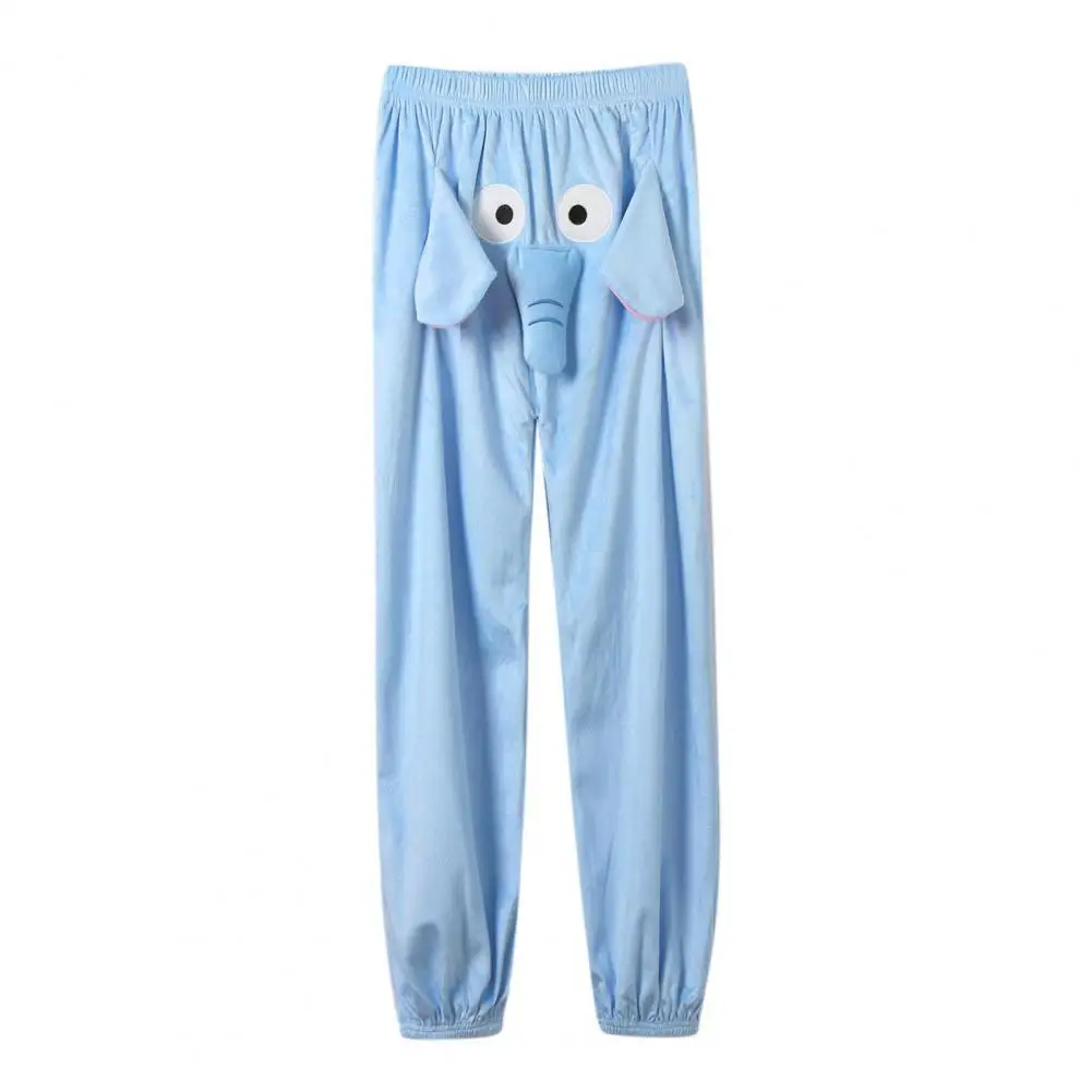 Elephant Pajama Pants Cozy Cartoon Elephant Pattern Pajama Pants for Women Men Wide Leg Lounge Bottoms Couples Sleepwear
