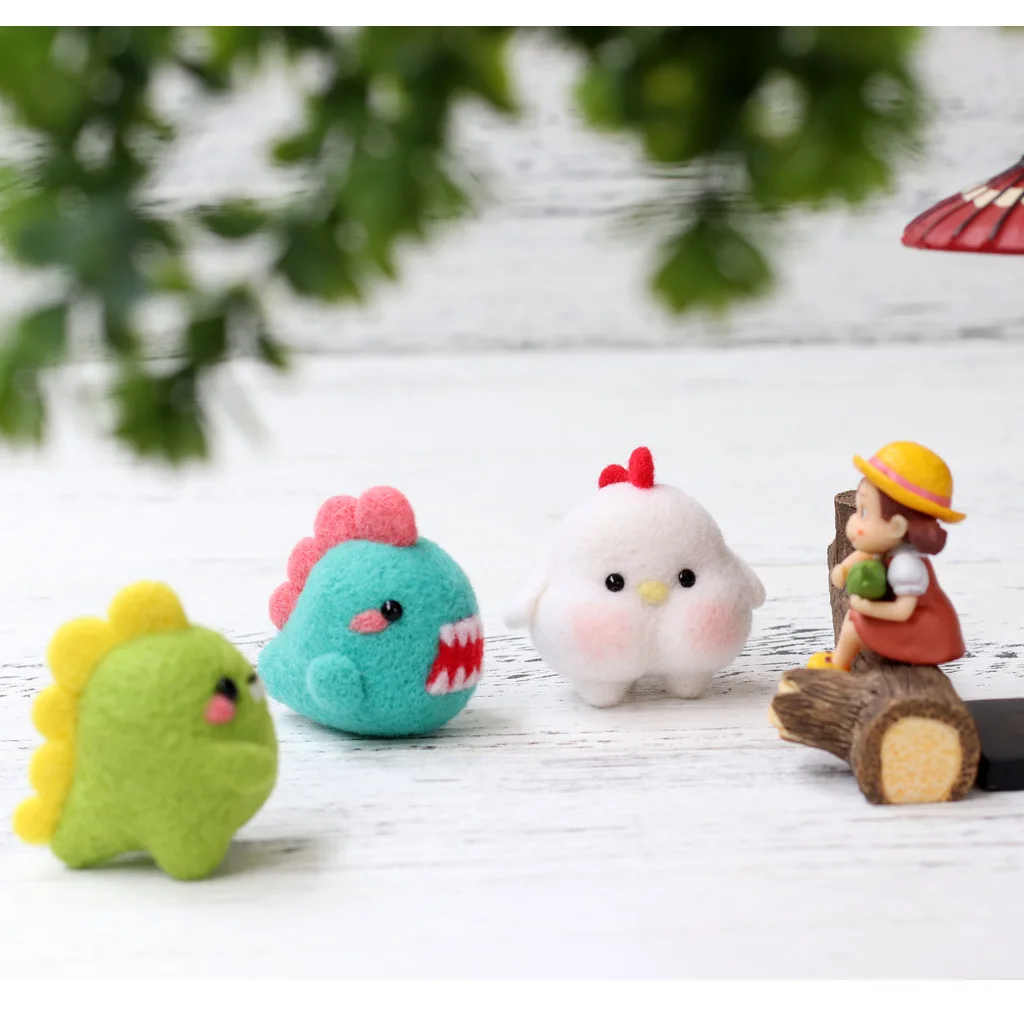 Dinosaur Monster Wool Needlepoint Kit English Instruction Wool Felt Needle Felting Decoration Craft Needlecraft DIY Handmade needle felting kit wool felting kit needle felting painting kit