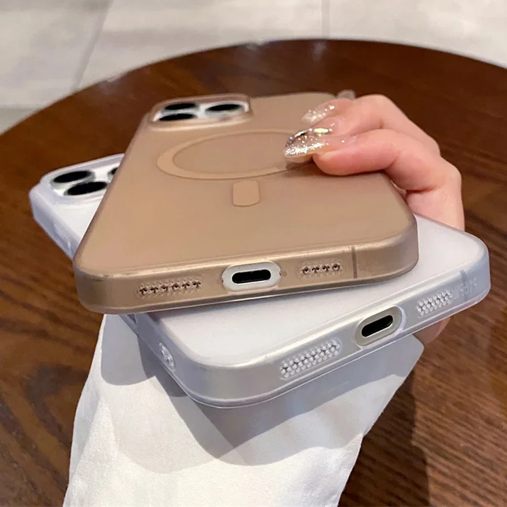 Luxury Matte Translucent Magnetic Charging Case - Ultra-Thin Back Cover