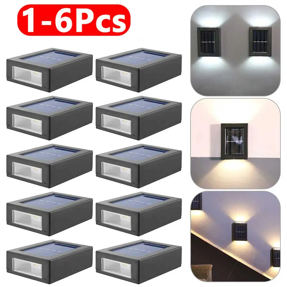 1-6Pcs Solar Light Outdoor Up Down Wall Washer Light Waterproof Solar Lamp for Garden Street Landscape Balcony Yard Porch Decor