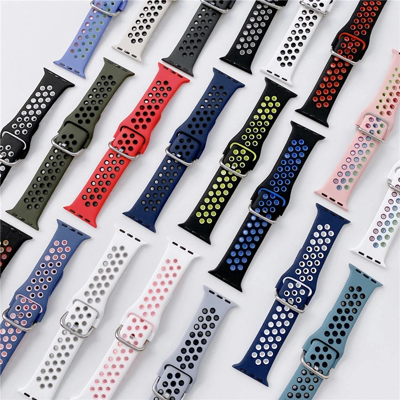 escribir una carta Hervir Circular Apple Watch Series 8 Accessories 45mm Nike - Silicone Breathable Strap Apple  Watch - Aliexpress