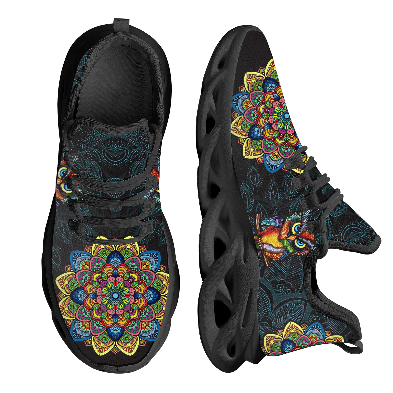 

Женские сетчатые кроссовки INSTANTARTS, винтажные дизайнерские туфли на платформе с мандалой, совами, увеличивающие рост, Подарочная обувь, 2023