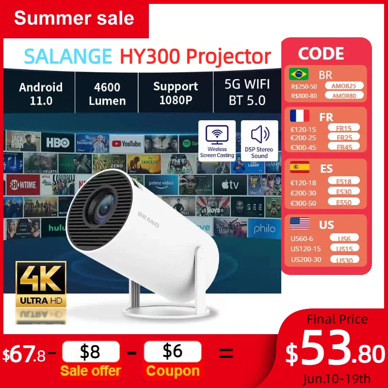 Salange Mini 4K Proyector de video Inteligente Compatible con SAMSUNG ...