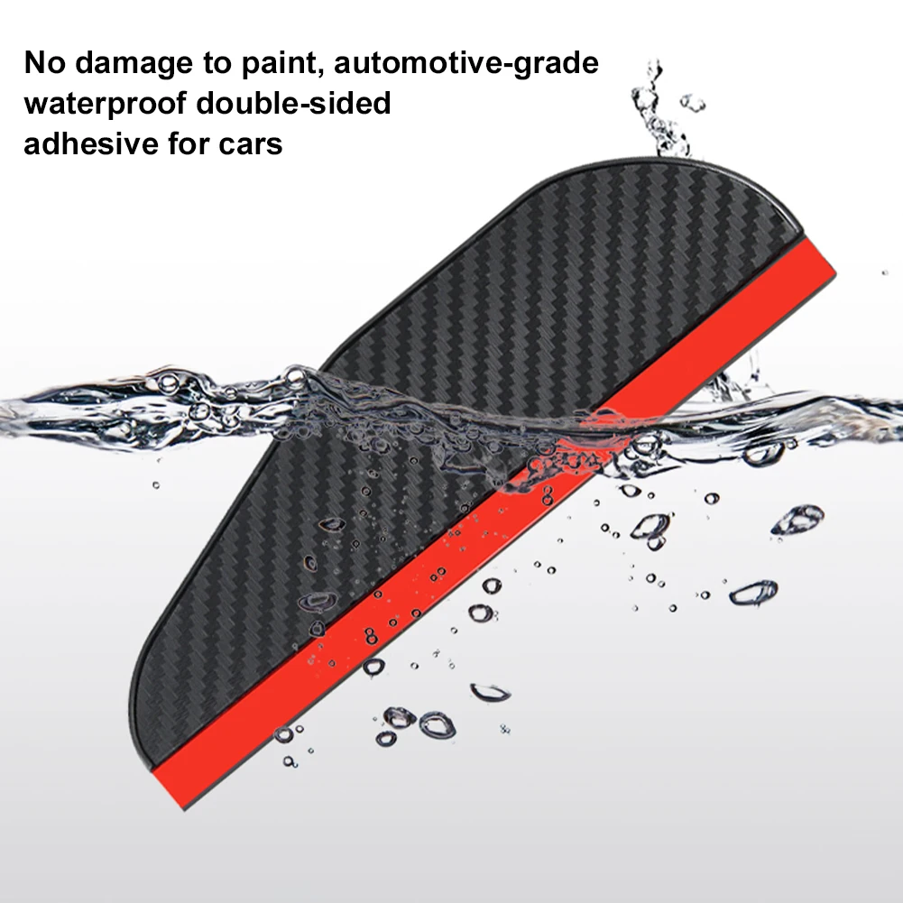 Rearview Mirror 2Pcs Car Side Rear View Mirror Rain Eyebrow Visor Carbon Fiber Black Rain Guard PVC Sun Shade Self Adhesive Car Accessories