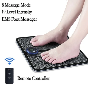 Remote EMS Foot Massager Pad Portable Electric Muscle Stimulation Massage