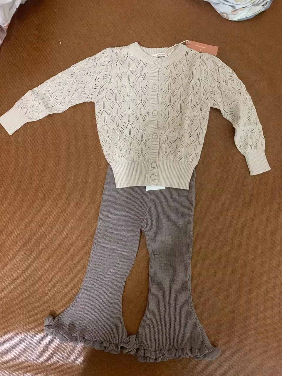 8071 아동복 여아용 가디건, 여름 컬러 자카드 에어컨 코트, 어린이 니트 가디건,  할로우 아웃 탑