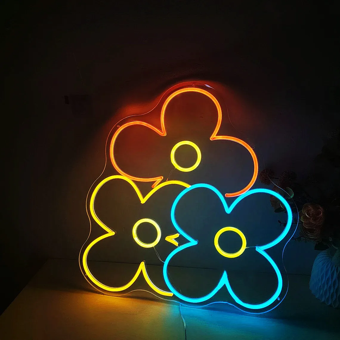 

Flowers Neon Sign Custom Multicolor Lamps For Home Room Wall Party Wedding Shop Wall Decor Customize Your Favorite LED Lights