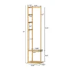 Coat Tree Solid Bamboo Freestanding Coat Rack with Storage Garments Corner Stand with Hooks for Home Bedroom 4