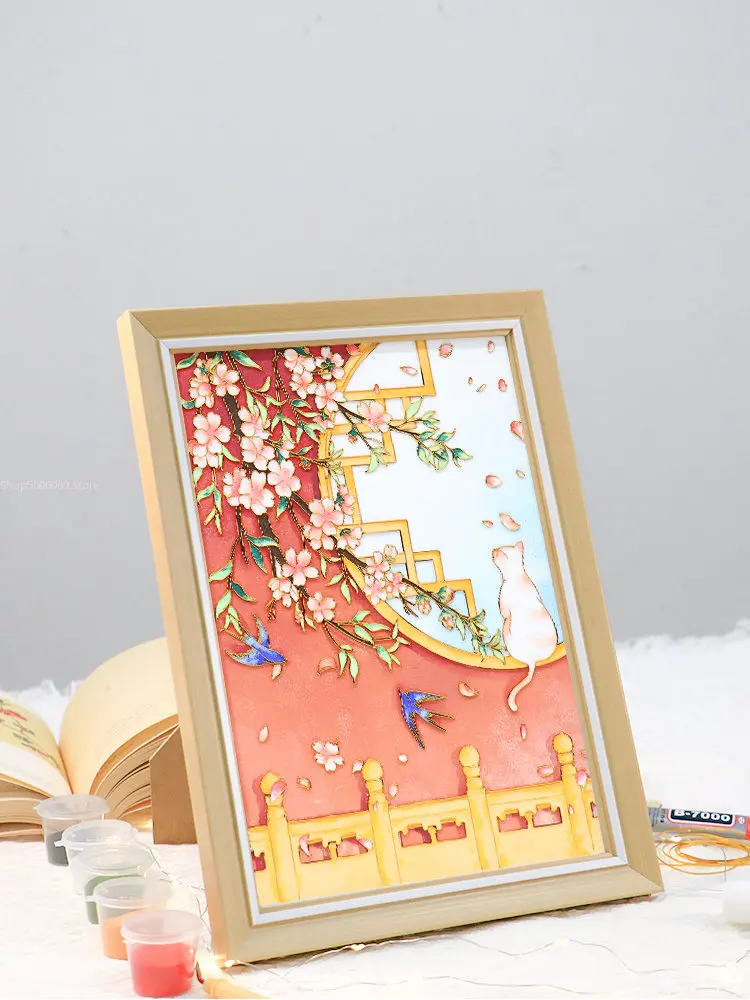 WEBEEDY Juego De 4 Marcapáginas De Esmalte De Gato De Cloisonne DIY, Sin Terminar, Marcapáginas Vacíos, Con Borla, Todos Los Accesorios E Instrucciones (idioma Español No Garantizado), Regalo Para