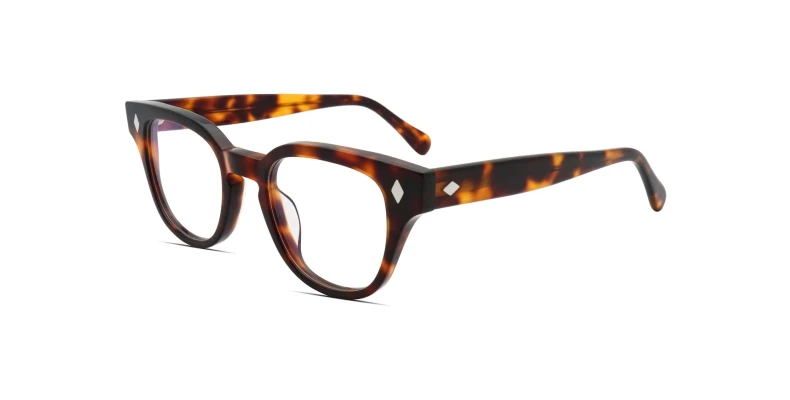 Neue stilvolle optische Brille mit Retro-Nieten-Design, hochwertiger Acetat-Rahmen, Unisex, Johnny Depp-Rahmen, klare Gläser. – Detail 7