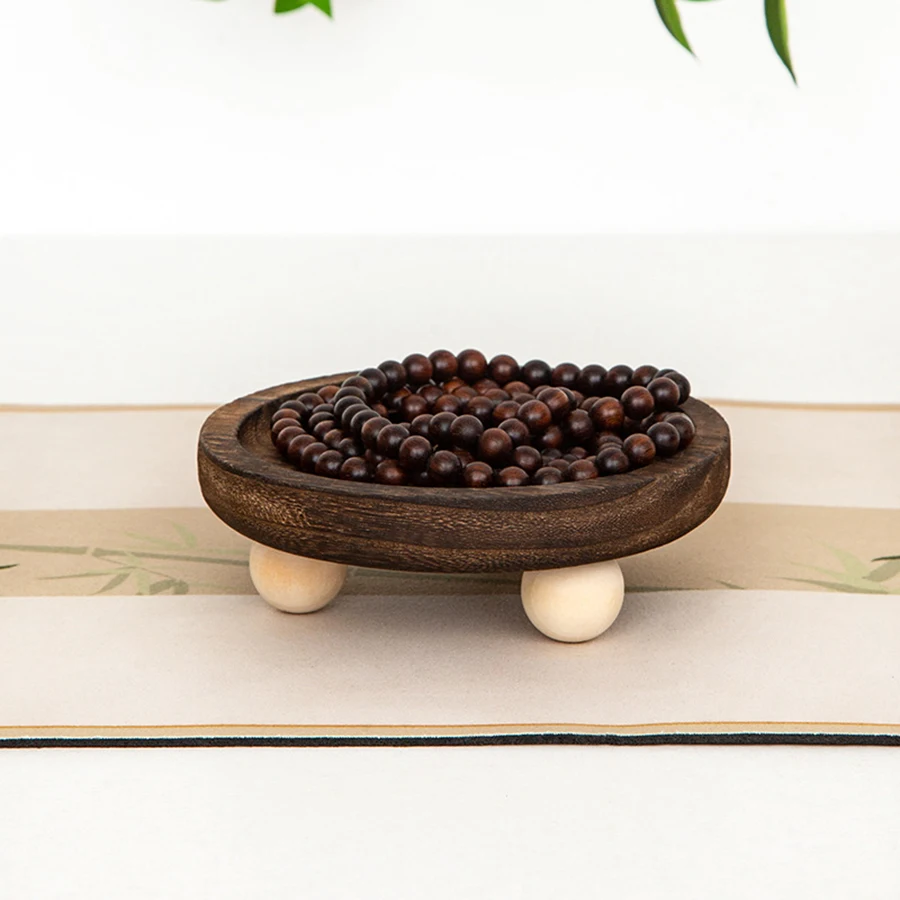 1pc Multi-functional Wooden Tray, Suitable for Aromatherapy, Key Storage, Etc. Elliptical Design