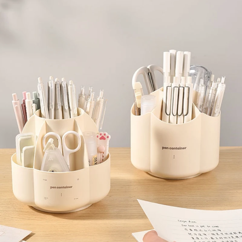 

Creative 360 ° Rotation Pen Holder Eraser Pencil Storage Box Double-Deck High-Capacity Pen Cosmetics Case Stationery Organizer