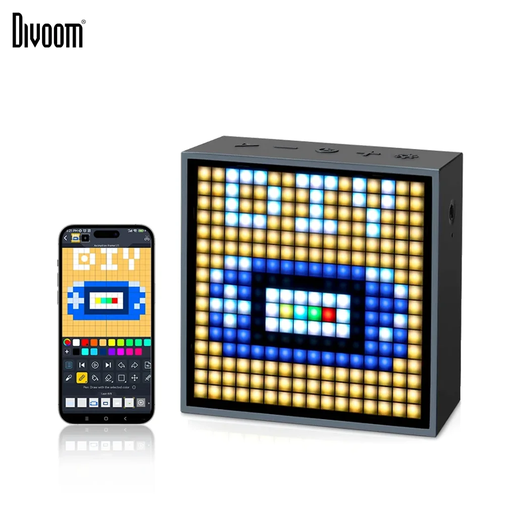 Divoom Timebox Evo 스피커 블루투스 무선 시계 알람 프로그래밍 가능한 LED 디스플레이 픽셀 아트 창조 독특한 선물