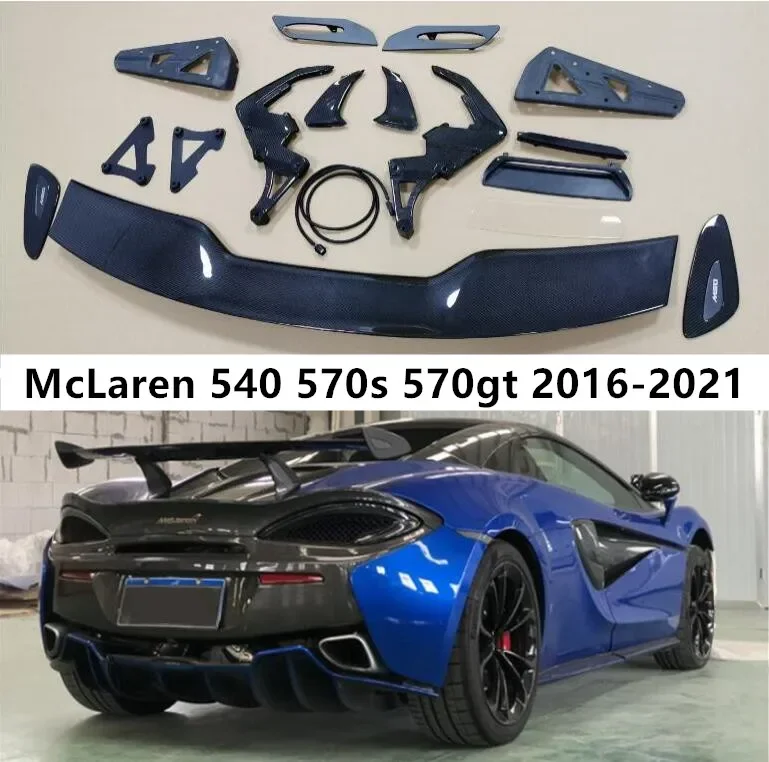 

REAL CARBON Car FIBER REAR WING TRUNK LIP TAIL SPOILER Roof Top Body Kit FOR McLaren 540 570s 570gt 2016-2021