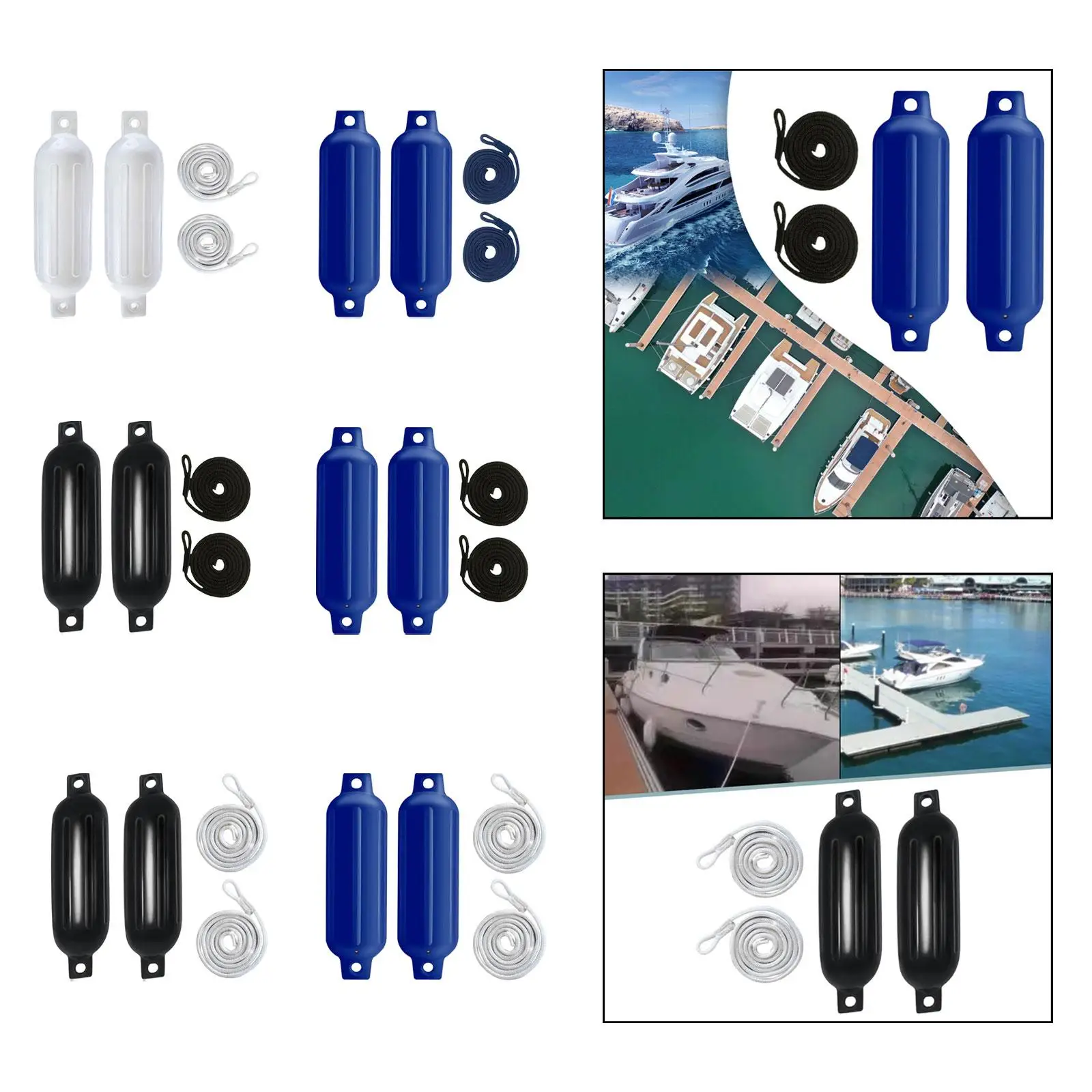 2Pcs Boat Fenders 6mm x 1.5M Ropes Protector Twin Eyes Inflatable Fenders for Marine Sailboats Yachts Docking Fishing Boats 2Pcs Boat Fenders 6mm x 1.5M Ropes Protector Twin Eyes Inflatable Fenders for Marine Sailboats Yachts Docking Fishing Boats