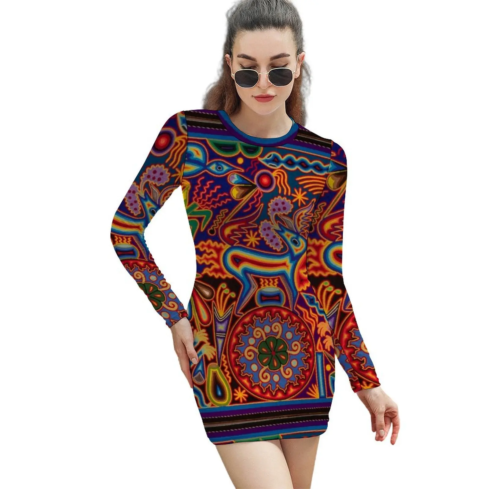

Huichol Long-Sleeved Sheath Dress dresses for prom prom dresses 2024 Cocktail of dresses Women's skirt