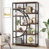 Bookshelf Industrial 5 Tier Etagere Bookcase, Freestanding Tall Bookshelves Display Shelf Storage Organizer 1