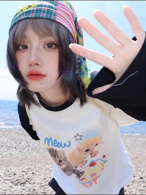 Cat Print Long Sleeve Top 5