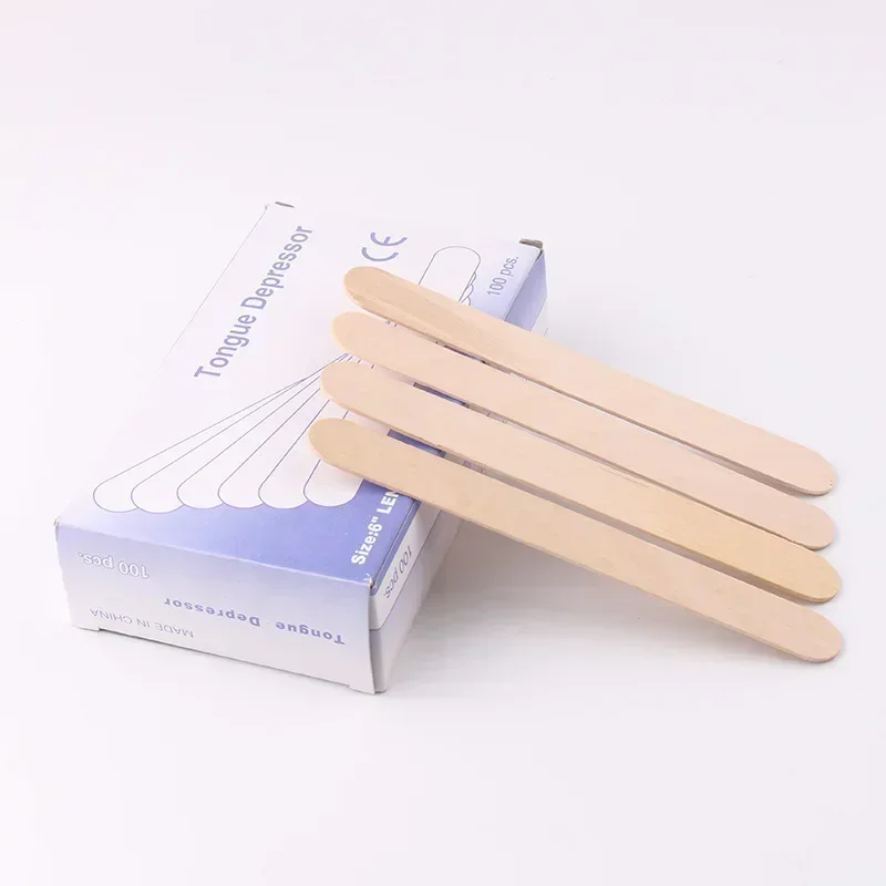 100/200pcs Disposable Wood Stick Beauty Spatulas Log Hair Removal Wax Coating and Scraping Tool Eyebrow Stick Trimming Wooden 4