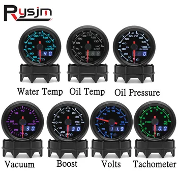 New 2'' 52mm Car Gauges With 7 Color LED Turbo Boost Gauge Oil Pressure Water/Oil Temp RPM Tachometer Vaccum Voltmeter VOLT 12V 1