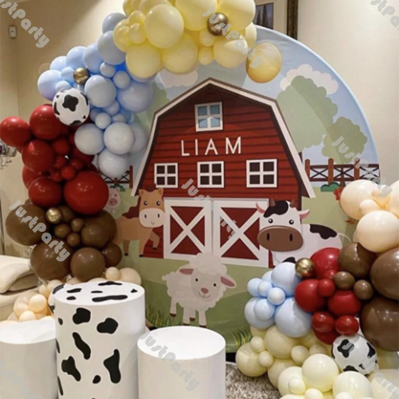 

161pcs Farm Country Animal Theme Balloons Garland Kit Red Blue Yellow Beige Baptism Balloon Arch Baby Shower Kids Birthday Decor