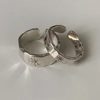 925 Sterling Sliver Star Rings Y2K Couple Zircon Star Open Ring for Women Men Wide Retro Figner Rings Lovers Gift Jewelry