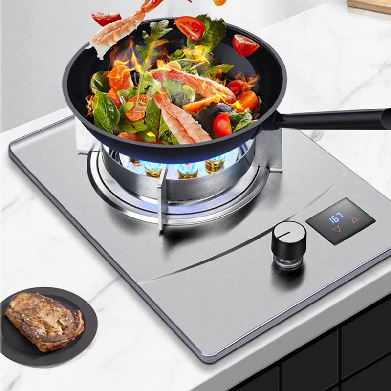 Gas Stove Single Stove Household Desktop Liquefied Gas Natural Gas Stove Embedded Stainless Steel Fierce Fire Stove 6