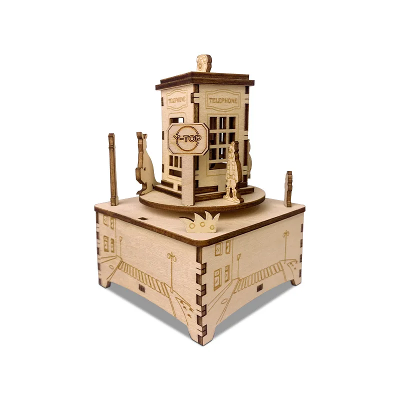 3D Wooden Puzzle Wooden Telephone Booth Music Box Model Kit DIY Assembly Toy Jigsaw Model Building Kits for Kids Adults 3d wooden puzzle wooden telephone booth music box model kit diy assembly toy jigsaw model building kits for kids adults