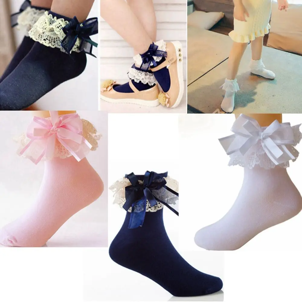 

2022 Fashion Cute Baby Girls Lace Ruffle Frilly Ankle Socks Sweet Princess Cotton Spring Summer Short Socks