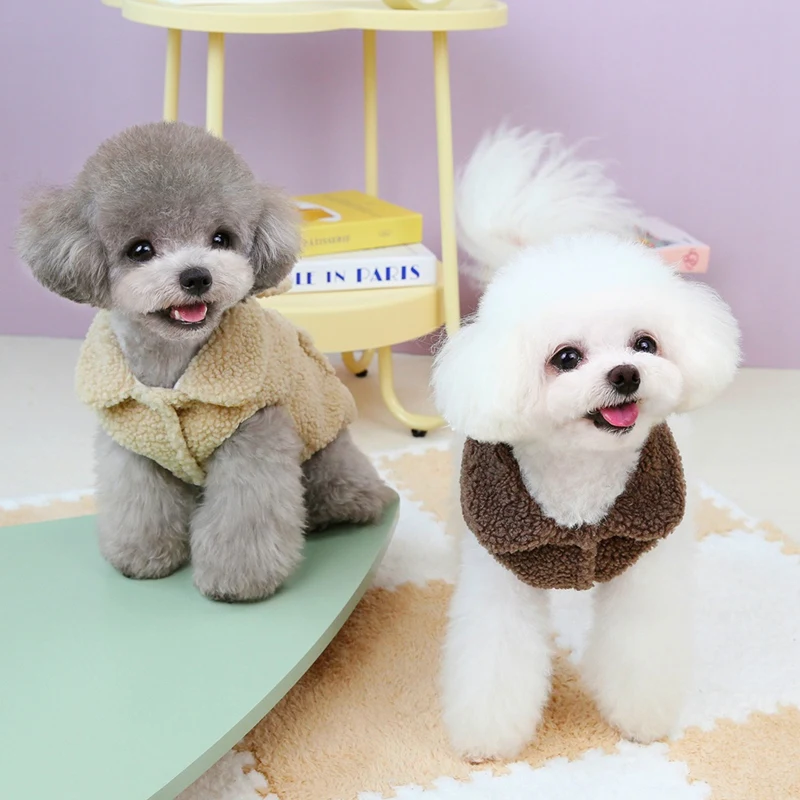 Cozy Winter Dog Jacket with Fleece Lining & D-ring Leash for Small Dogs