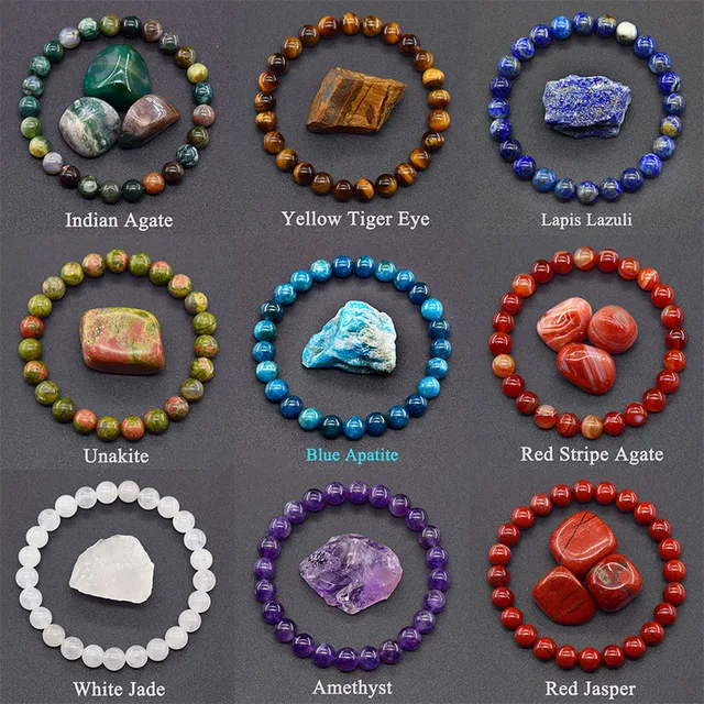 95274-ed1504.jpg Original Reiki bleu Apatite perles Bracelet hommes femmes naturel Lapis Lazuli améthyste jaune oeil de tigre pierre perles Bracelet bijoux