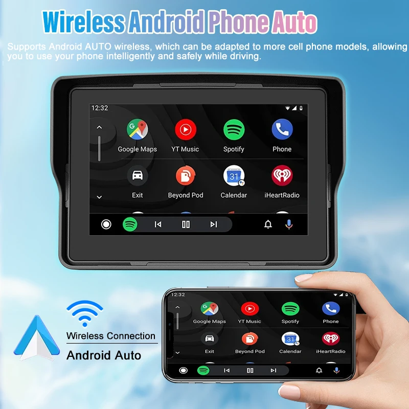 Portable 5 inch Motorcycle LCD Display Wireless Apple Carplay Android Auto Moto Car Play Bluetooth Waterproof Moto Monitor