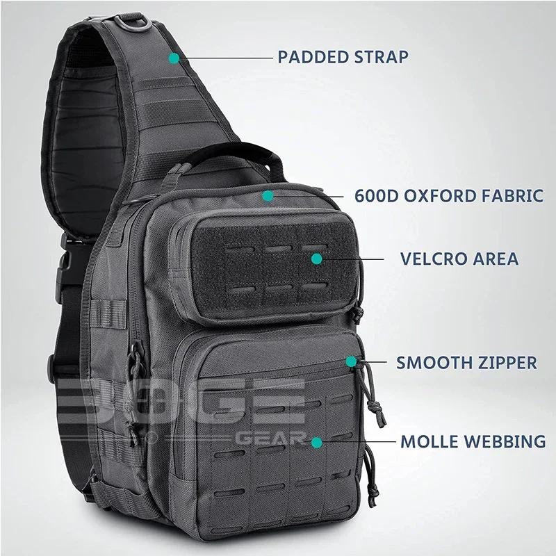Sac Bandoulière Tactique 20L Pour Hommes - Nylon, étanche, Avec Système MOLLE, Réglable, Idéal Randonnée, Camping, Voyage