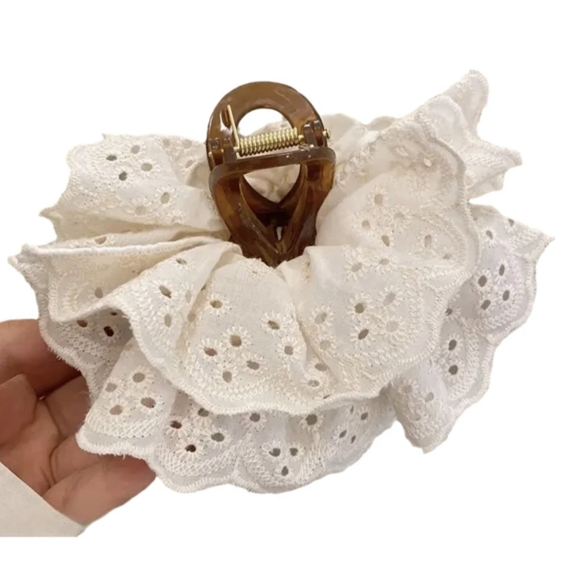 Hair Claw Clip Large Barrettes Lace Flower Elegant Hair Clamps Hair Adornment