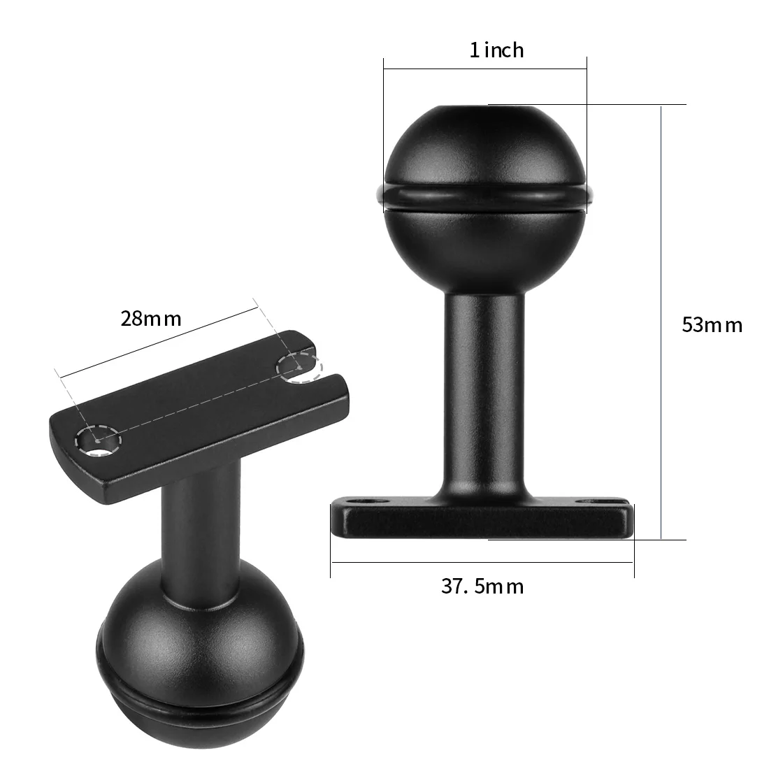 1-Zoll-Kugelkopfadapter 1/4 Zoll M5-Schraube für GoPro 13 12 Insta360 X5 OSMO 360 ° Action Unterwasser Fülllicht Arm Griff Tablett Tauchen – Detail 24
