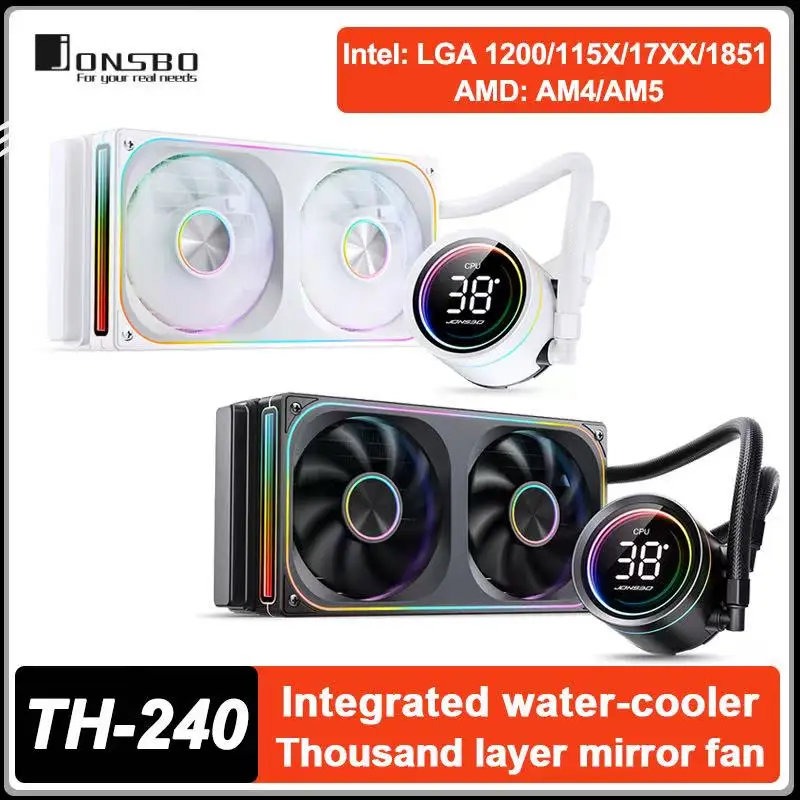 JONSBO TH-240 CPU refroidisseur d'eau tête froide affichage numérique radiateur refroidi à l'eau intégré LGA1700 1851 1200 115X AM4 AM5