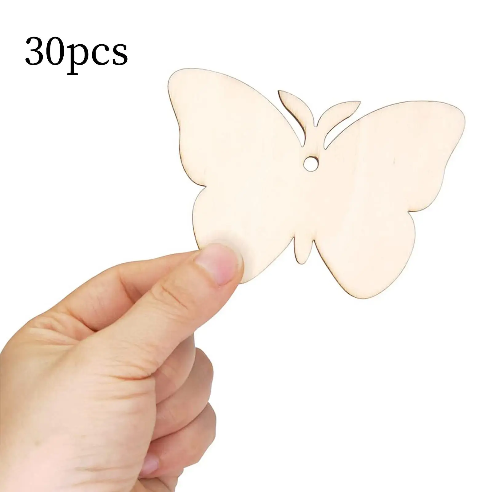 30 Pieces Wooden Butterfly Unfinished Blank Signs Plaque ,with 30 Pieces Ropes