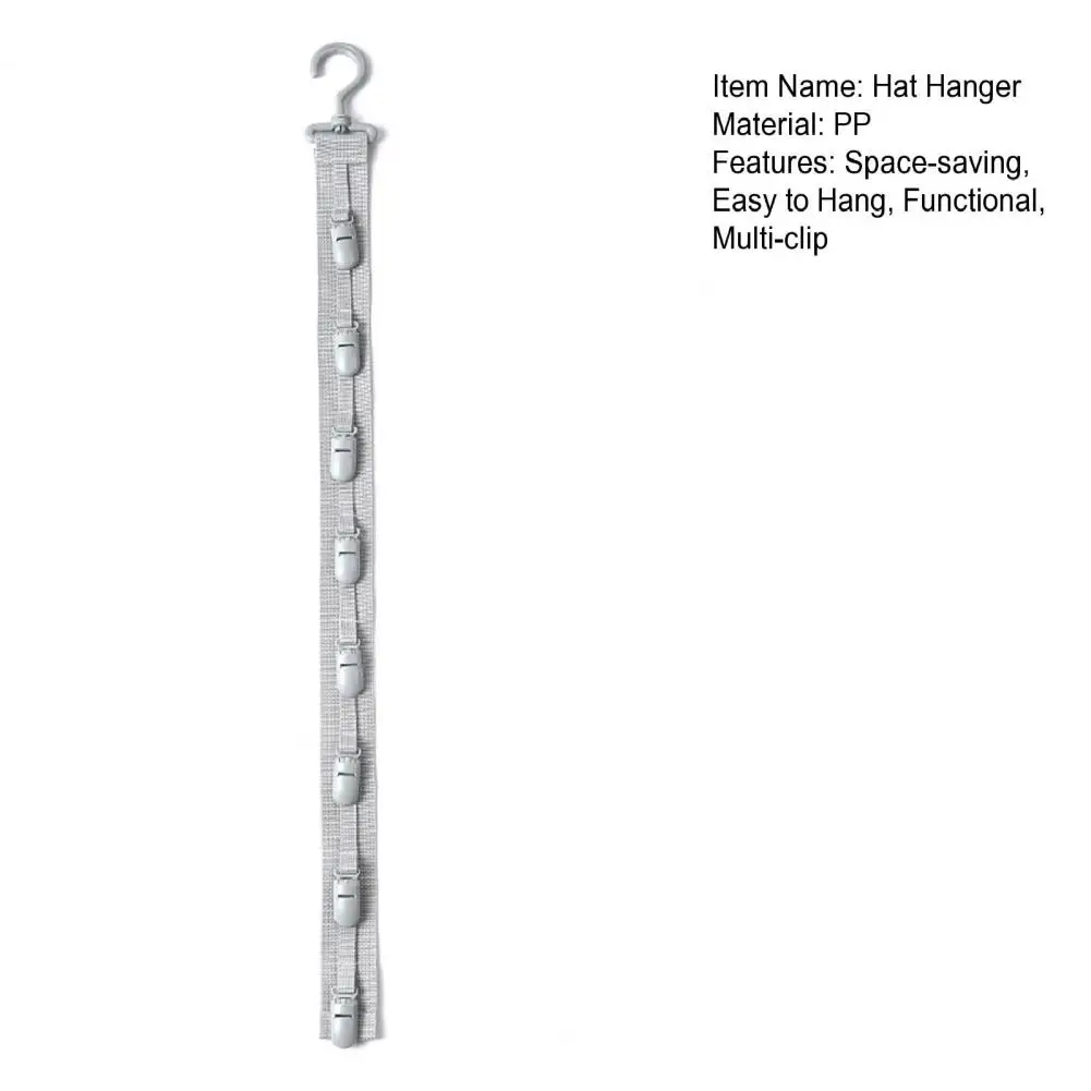 71cm Hanging Hat Organizer Wardrobe Hat Hanger With 8 Clips Baseball Cap Holder Door Wall Closet Bedroom Entrance Hat Storage