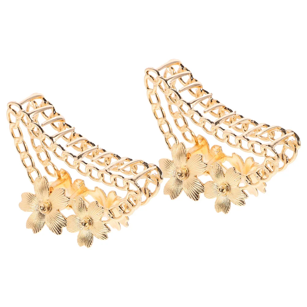 

2 Pcs Gold Hair Clips for Women Accessories Flower Claw Decorative Thin Jaw Thick