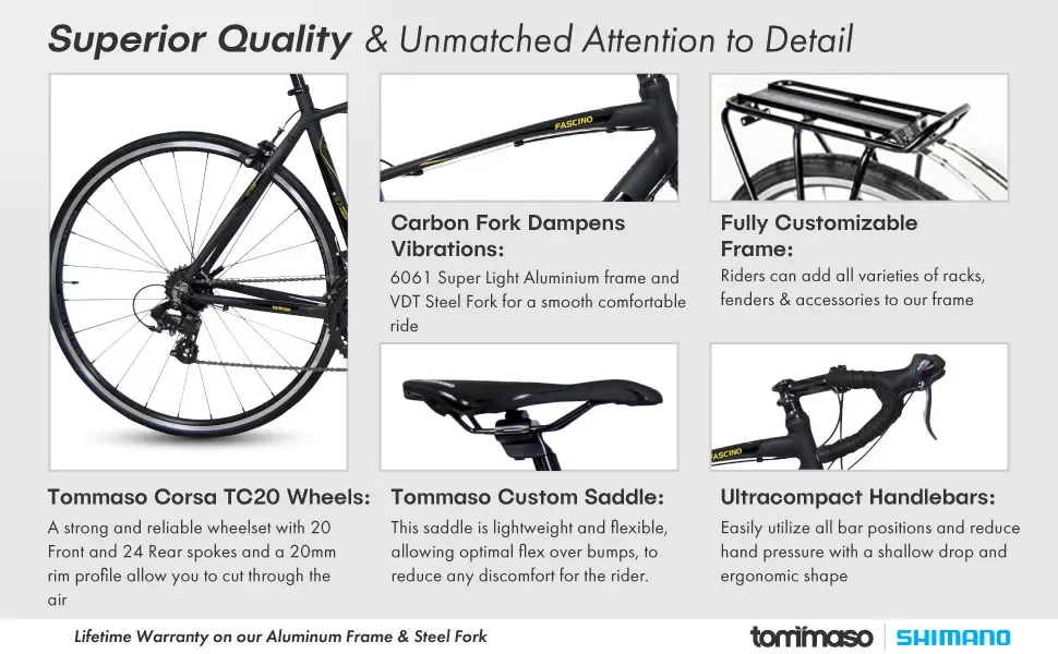 tommaso fascino performance shimano road bike compact bars comfortable comfort schwinn trek