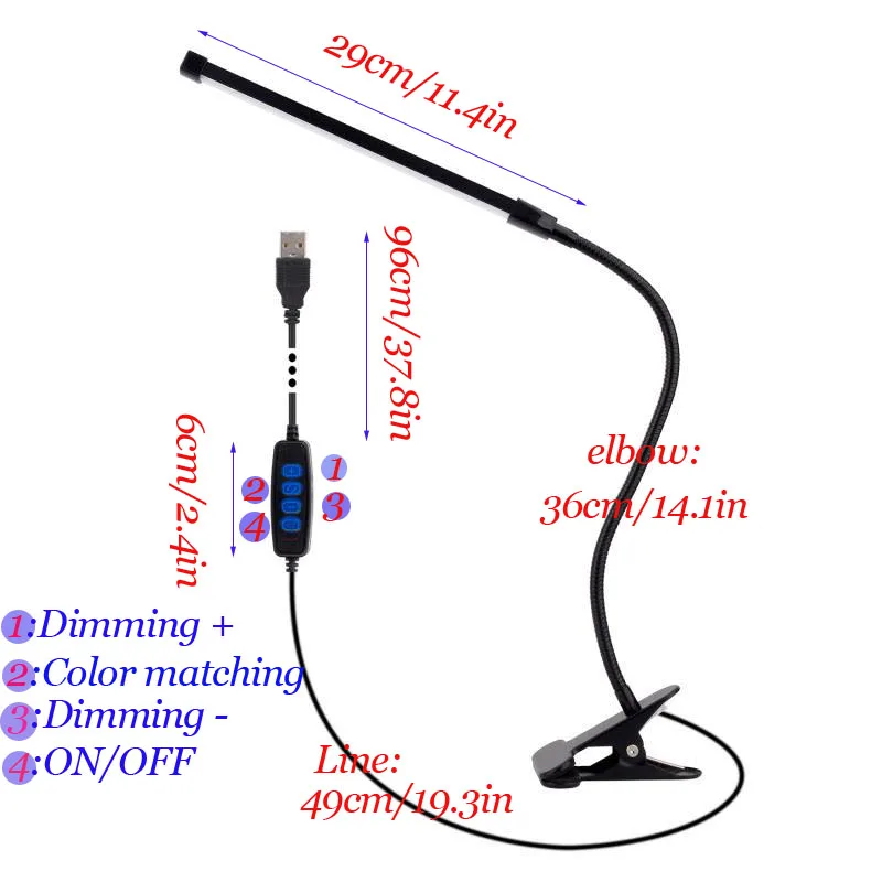 LED لمبة مكتب مع المشبك USB الطاقة عكس الضوء كليب على 10 مستوى السطوع 3 طرق الإضاءة مرنة طاولة الدراسة القراءة كتاب الضوء